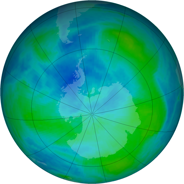 Antarctic ozone map for 23 February 1993